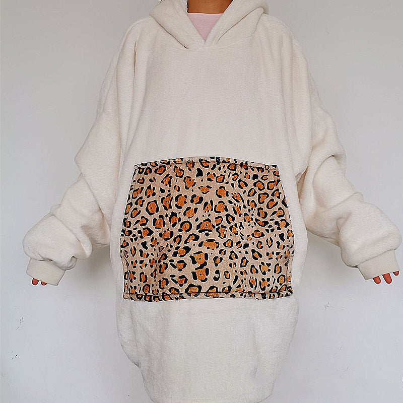 Oversized Pullover Warm Comfortable Fleece Hooded Blanket for Women- One Size_2