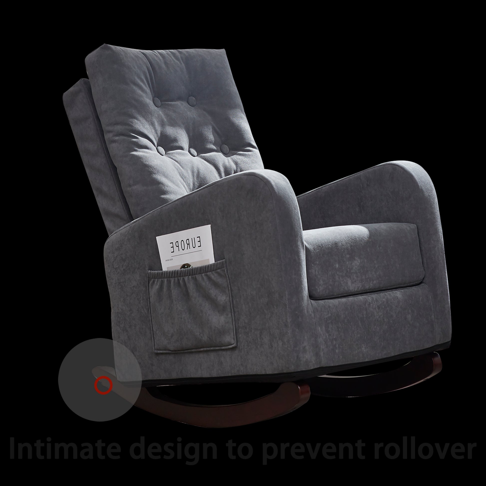 Living Room Chair Lazy Recliner Comfortable Fabric High Back Armchair- Antique Gray_19