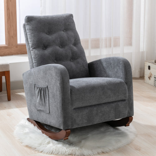 Living Room Chair Lazy Recliner Comfortable Fabric High Back Armchair- Antique Gray_1