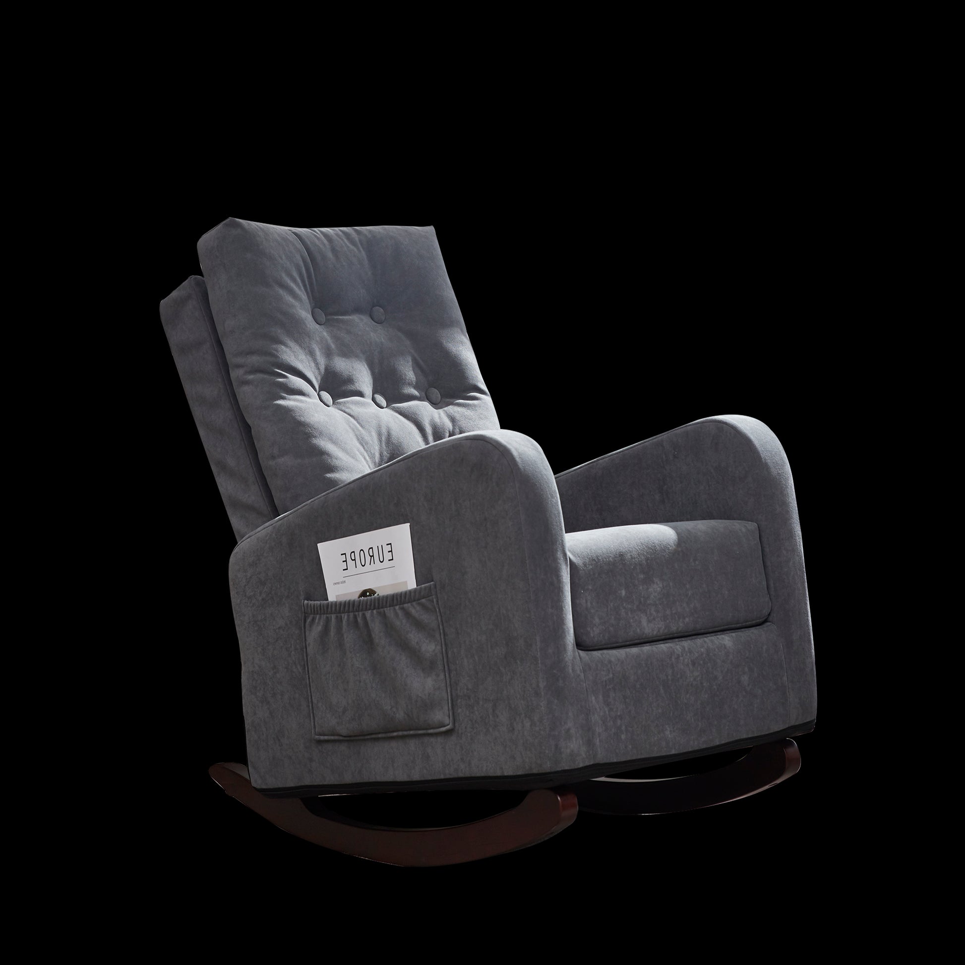 Living Room Chair Lazy Recliner Comfortable Fabric High Back Armchair- Antique Gray_11