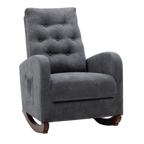 Living Room Chair Lazy Recliner Comfortable Fabric High Back Armchair- Antique Gray_12