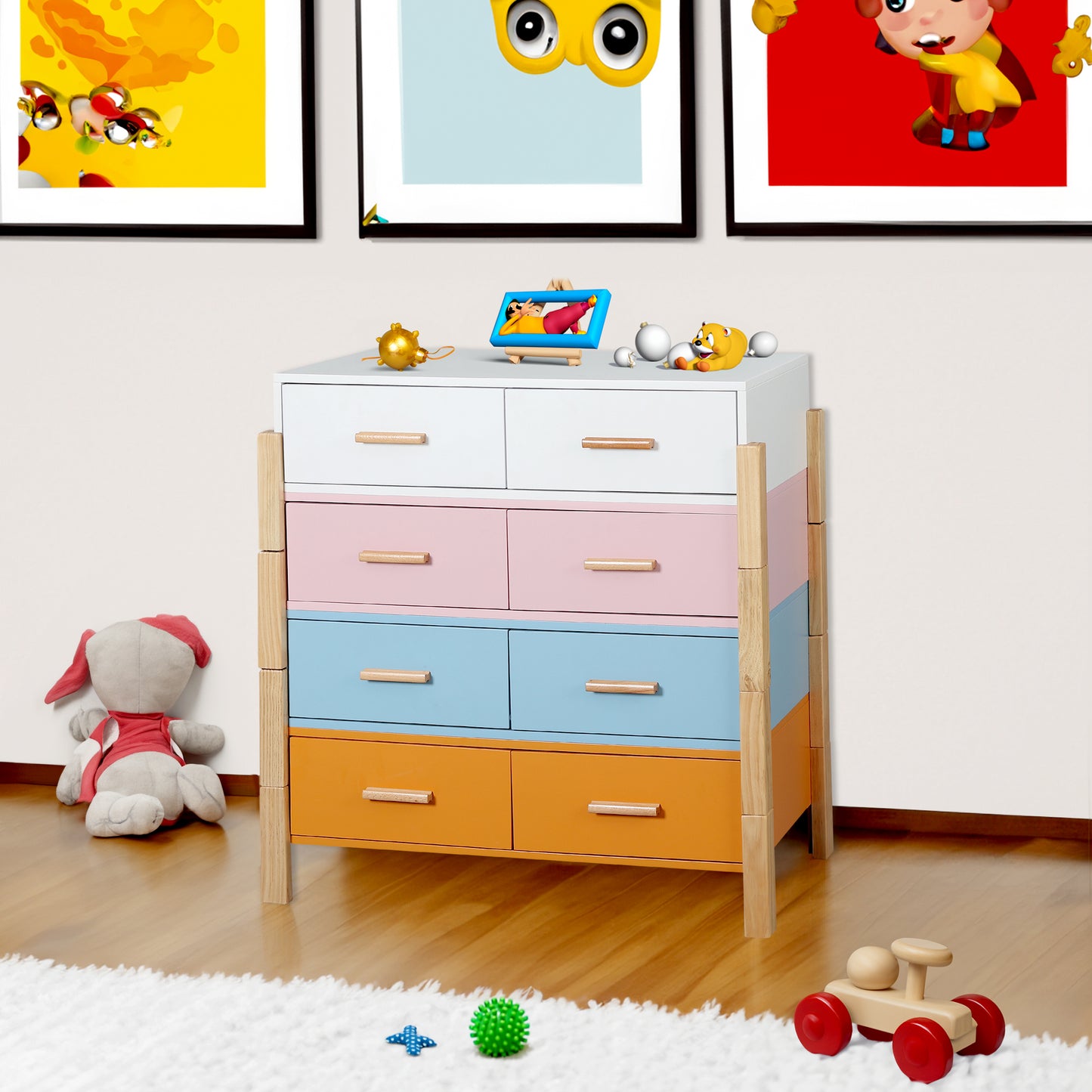 Solid Wood Colorful Free Combination Storage Cabinet Dresser Drawers_5 Solid Wood Colorful Free Combination Storage Cabinet Dresser - Chest of Drawers